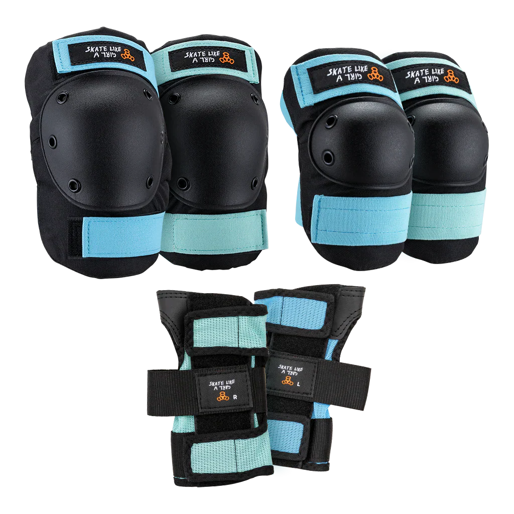 Triple 8 | Saver Series 3 Pack Pads - Skate Like a Girl - Blue/Green
